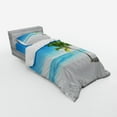 thumbnail image 3 of Ambesonne Landscape Bedding Set 4 Pcs, Sea Ocean Palm Trees, Queen, Sky Blue Green and White, 3 of 3