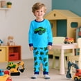 thumbnail image 2 of GobdXE Boys Pajamas Set Long Sleeve Truck Print 2 Piece Sleepwear Toddler Kids Cotton Top and Pants PJs Set Sky Blue,6-7 Years, 2 of 6