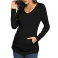 thumbnail image 3 of PXLKNZH Maternity Hoodie Women Long Sleeves Shirts V-Neck Casual Maternity Top Pregnancy Sweatshirt 2025 Spring Mama Pullover Tunics Black,XL, 3 of 6