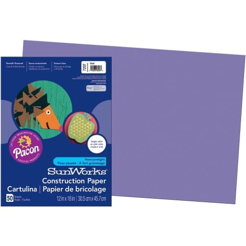 SunWorks Construction Paper Multipurpose - 0.40' x 18'12' - 50 / Pack - Violet - Paper