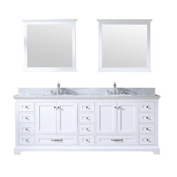 Lexora Ld342284dadsm34 84 X 34 In Dukes Double Vanity Set With Carrera Marble Top Ceramic Square Undermount Sinks Mirrors White Com - 34 Inch Bathroom Vanity Countertop Lexora Ld342284dadsm34 84 X 34 In Dukes Double Vanity Set With Carrera Marble Top Ceramic Square Undermount Sinks Mirrors White Com - 34 Inch Bathroom Vanity Countertop
