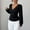 Black, variant on Women's Long-Sleeve Solid Fleece Thermal Top, Half High Collar Undershirt