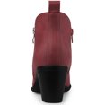thumbnail image 3 of Unique Bargains Women's Low Chunky Heel Zipper Western Ankle Booties Maroon 7.5, 3 of 6
