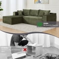 thumbnail image 3 of Leumius L-Shape Sectional Sofa Couch with Comfy Chaise,Corduroy Sleeper Sofa Couches, Green, 3 of 7