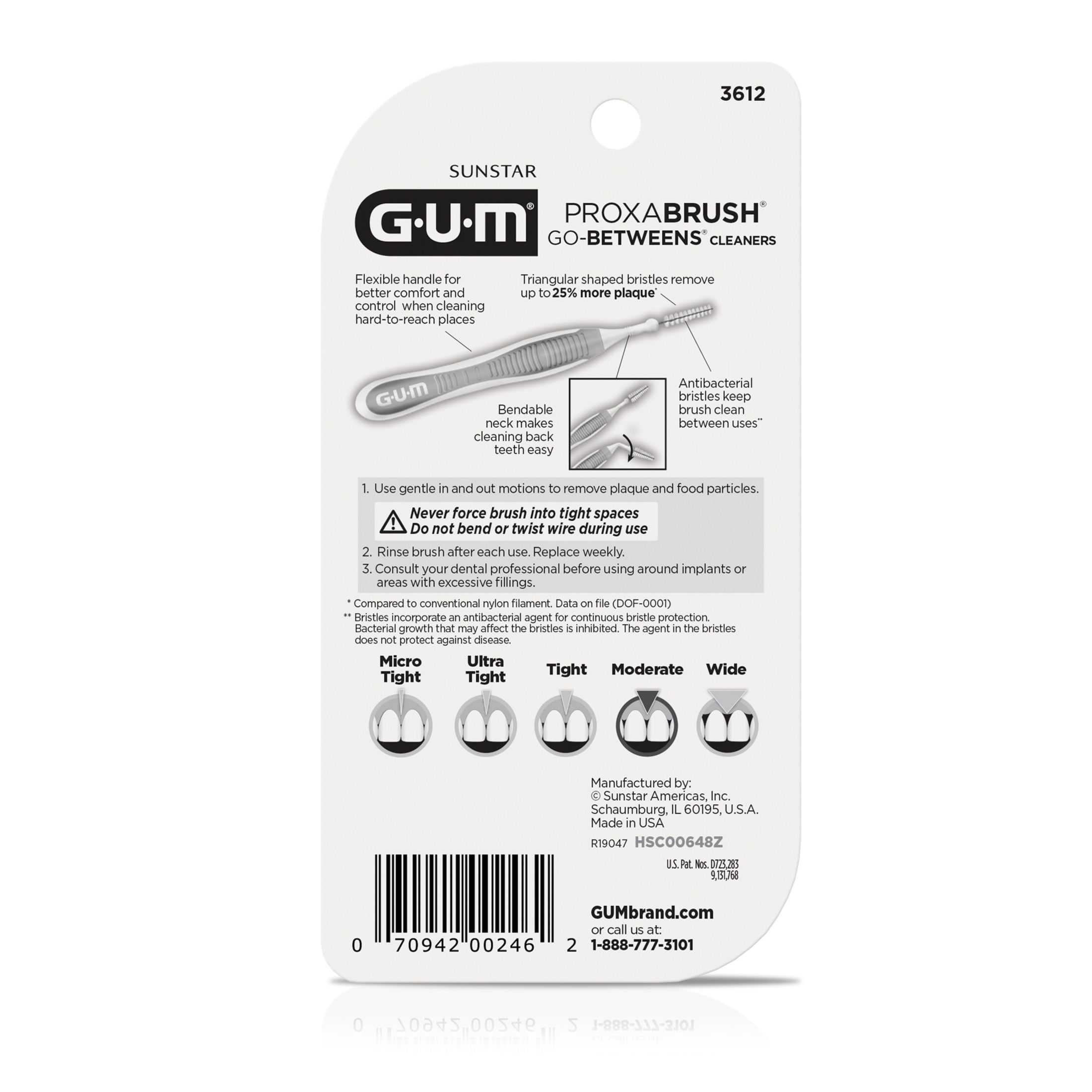 (3 pack) GUM Proxabrush Go-Betweens Moderate Interdental Brushes 10 Count