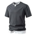 thumbnail image 3 of Fanxing Mens Golf Shirts with Collar Clearance Dark Gray Comfort Crewneck Short Sleeve Tees Stretchy Basic Summer Tops L, 3 of 5