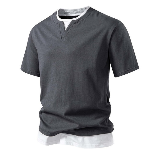 pstuiky Camisa de manga corta para hombre, Blusa básica de manga corta con cuello redondo y mangas cortas para hombre camisetas de hombre xxl