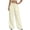 Beige women wide leg linen pants a1, variant on Cagogo Women Wide Leg Linen Pants Casual Elastic Waist Flowy Solid Lounge Long Trousers with Pockets Summer Comfortable Beach Party Pants for Women, Army Green 2XL