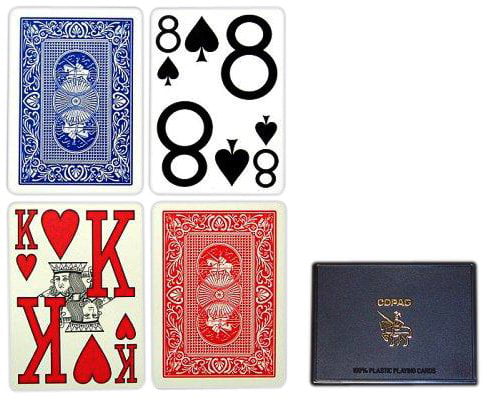 Wide Size & 2 Cut Cards Copag Plastic Playing Cards Magnum Index Red/Blue 