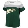 thumbnail image 2 of Women's White/Green Athletics Plus Size Colorblock T-Shirt, 2 of 3