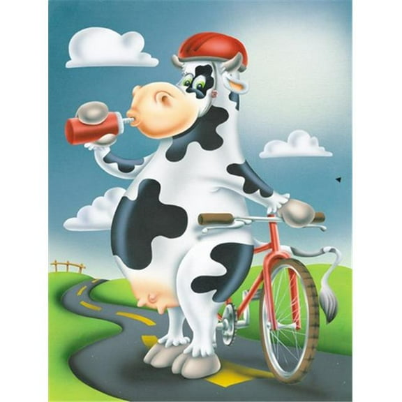 Cow on a Bike Ride Flag Canvas House Size