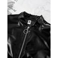 thumbnail image 5 of IEFIEL Girls Boys Metallic Bomber Jacket Juniors Long Sleeve Bronzing Coat Outerwear for Hip Hop Jazz Dance Black 10, 5 of 7