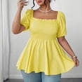 thumbnail image 2 of Women's Summer Peplum Tops Square Neck Ruffle Trim Short Sleeve Blouse Top Dressy Casual Shirts,XL, 2 of 4