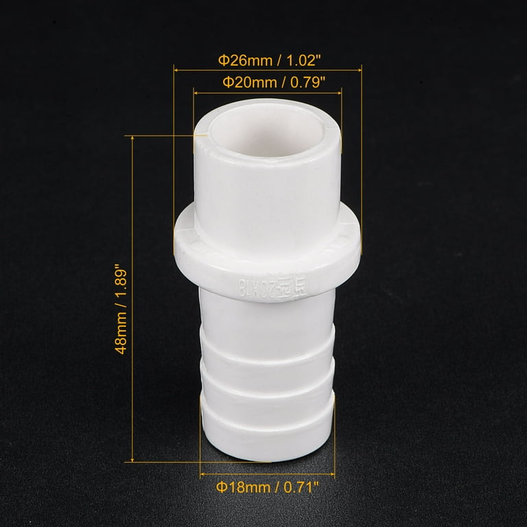 Uxcell 18mm Barb x 20mm Spigot Straight PVC Pipe Fitting