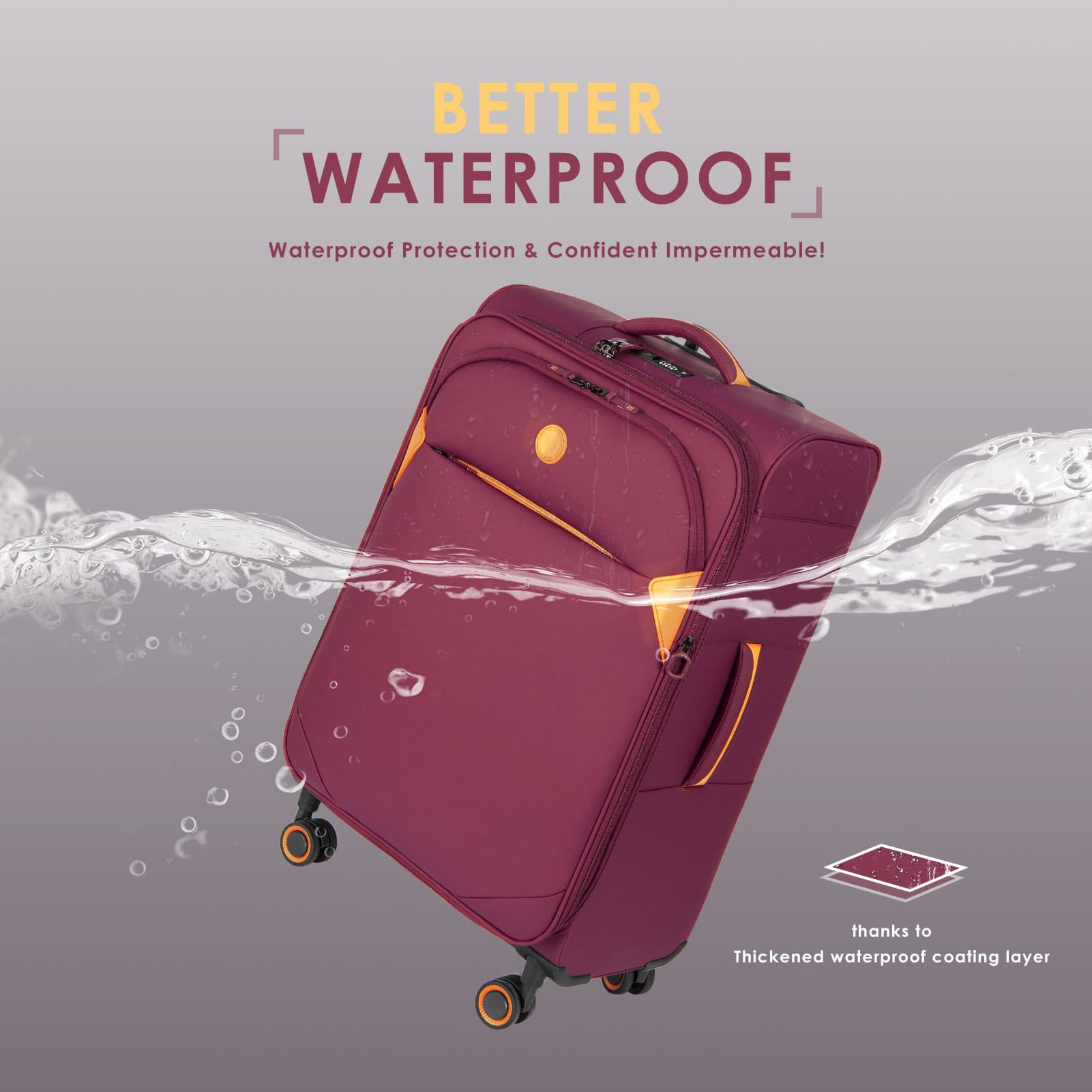 VERAGE Cambridge Lightweight Carry On Luggage, Softside Expandable Suitcase with Spinner Wheels (20-Inch, Burgundy)