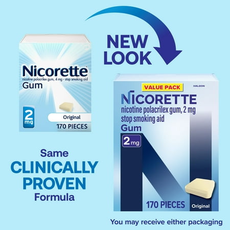 Nicorette Nicotine Gum to Stop Smoking, Original Unflavored, 2 Mg, 170 Count