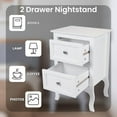 thumbnail image 4 of CRXX White Nightstand Set of 2. Farmhouse End Side Table Set of 2 Bedside Nightstands Chest with Drawers Small Night Stand with 2 Drawer and Solid Wood Legs for Bedroom, Living Room, 4 of 9