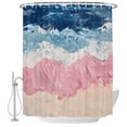 thumbnail image 2 of Pink Blue Shower Curtains for Bathroom, Beige Gradient Ocean Wave Abstract Beach Coastal Washable Fabric Shower Curtain with Hooks Waterproof Bathroom Decor Sets, 60 x 72 Inches, 2 of 9