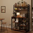 thumbnail image 4 of Bakers Rack with Power Outlet, Coffee Bar with Wire Drawer, Microwave Stand, Kitchen Buffet Table with Large Storage, 6-Tier Kitchen Storage Rack with Hutch for Dining, Living Room, 4 of 14