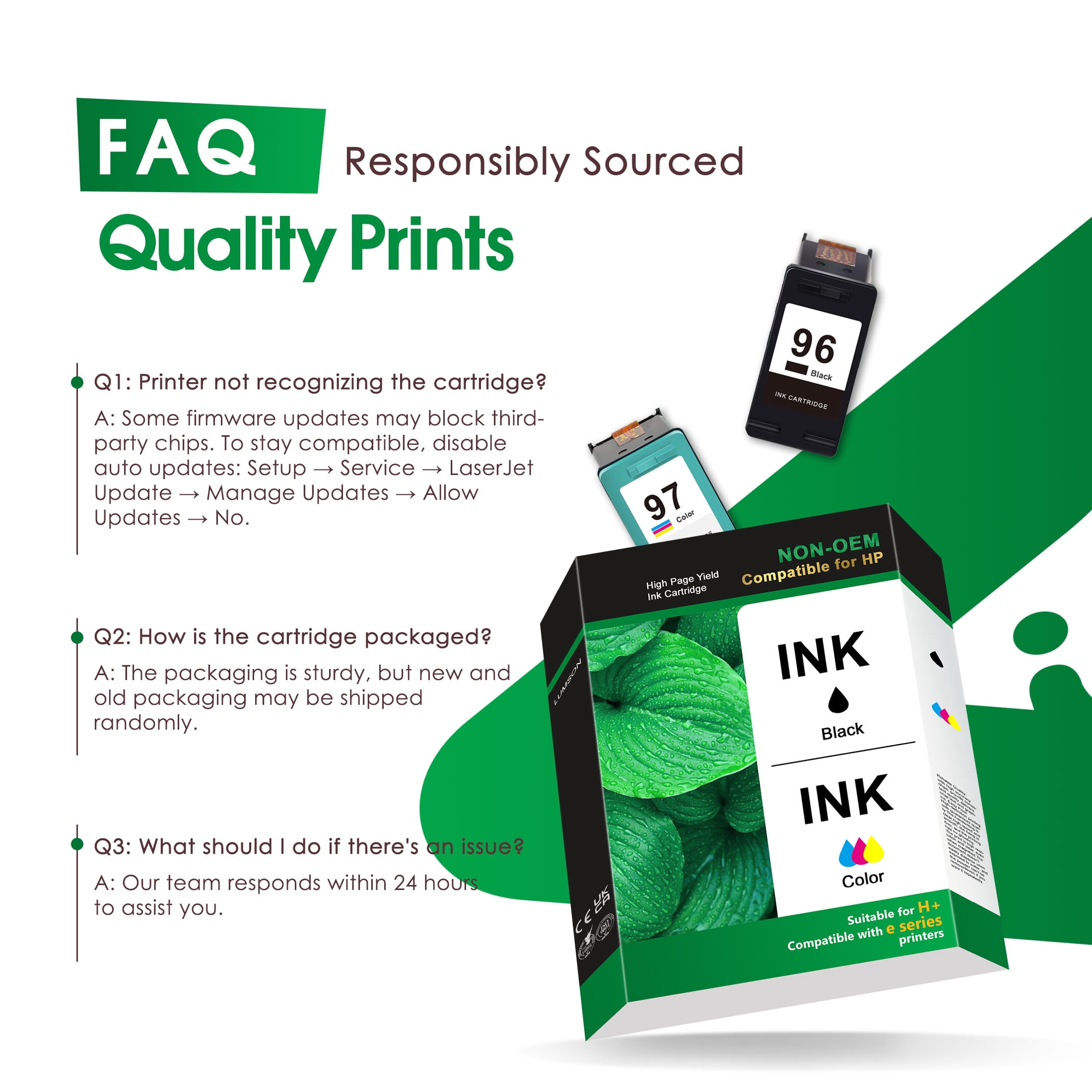 96 97 Ink Cartridges Compatible for 96 and 97 Ink Cartridge Work with Officejet 7210 7210v Deskjet 5740 5740xi Photosmart 2605 2608 Printers (1 Black /1 Tri-Color)