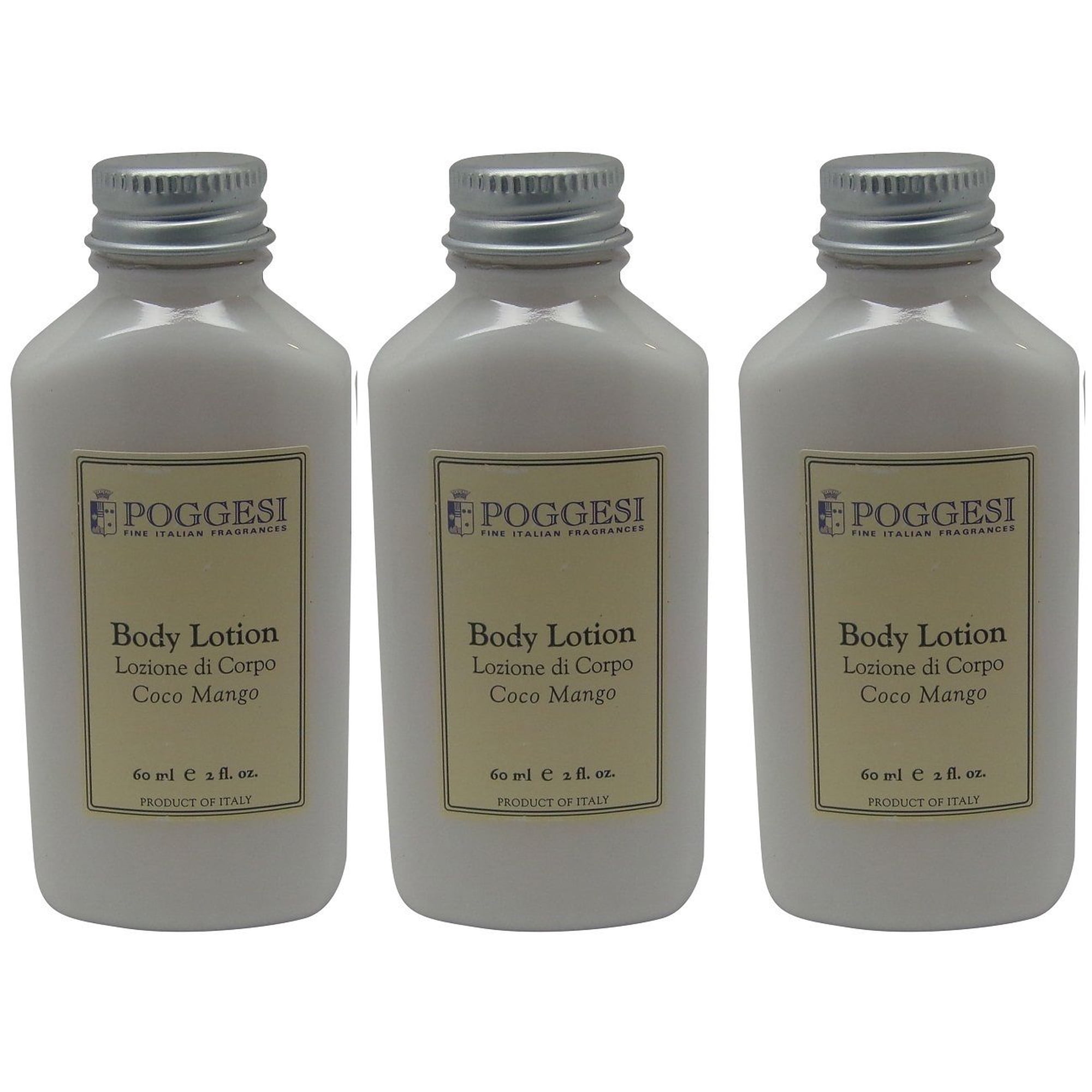 Poggesi Coco Mango Lotion Lot of 3 each 2oz Bottles. Total of 6oz