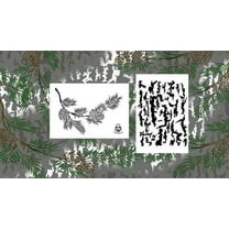 2 PACK Vinyl Airbrush Spray Paint Stencils 10Mil 14" Camouflage Pine Branch Bark