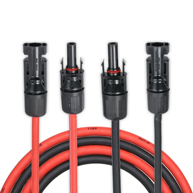 1 par 25/40/50/60/100 pies negro + rojo 10AWG cable de extensión de panel solar con impermeable