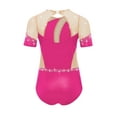 thumbnail image 4 of vastwit Combinaison de Danse Ballet à Manches Courtes avec Strass pour Filles, Rose Vif 6, 4 of 6