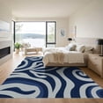 thumbnail image 3 of ODIKA 5'x7' Machine Washable Non-Slip Area Rug, Nautical Swirling School of Fish with Interwoven Waves High Traffic Rug with Pad, Blue, 914947, 3 of 8
