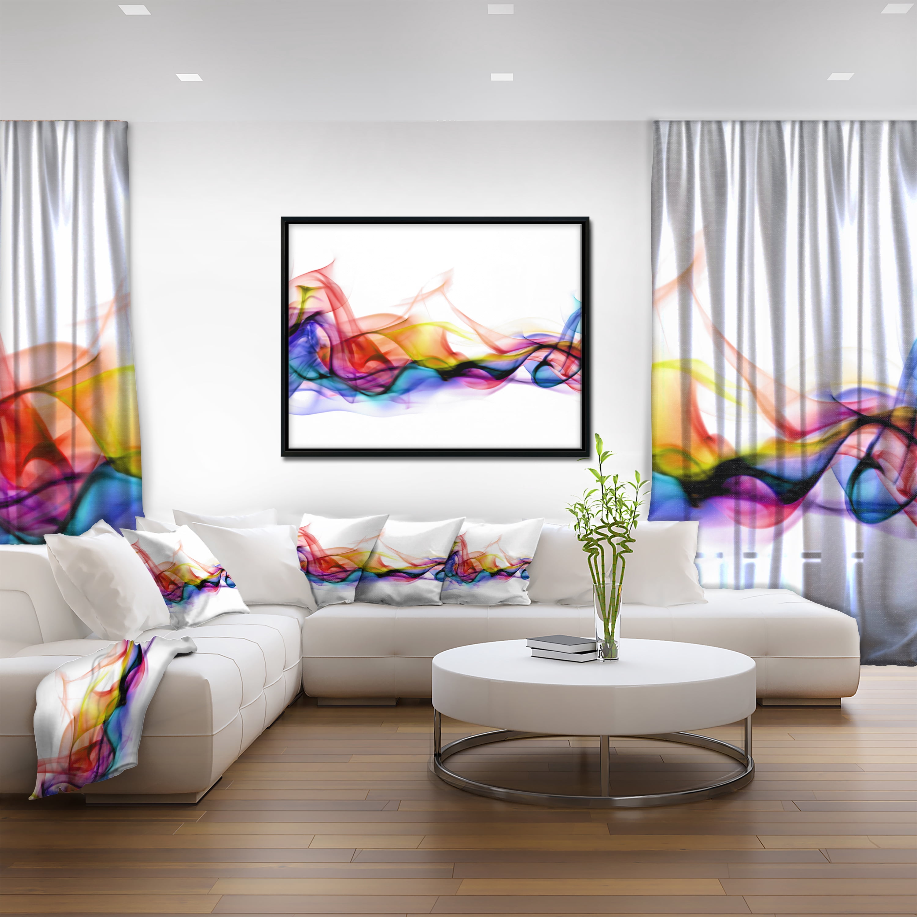 Designart ' Abstract Smoke ' Contemporary Framed Canvas Artwork
