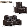 thumbnail image 6 of Bonzy Home Electric Power Recliner Sofa Set Theater Seating with Console Living Room Furniture Set, Cup Holders, Hidden Arm Storage, USB Ports, Brown, 6 of 7