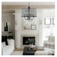 thumbnail image 5 of 17" Crystal Chandeliers, 4 Lights Antique Black Drum Lighting Fixture Adjustable Farmhouse Pendant Ceiling Light with Round Crystal Drum Shade for Living Room Dining Room, 5 of 7