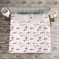 thumbnail image 3 of Ambesonne Paris Quilted Bedspread Set 3 Pcs, Je Taime Romance Hearts, Queen Size, Pale Pink White, 3 of 3