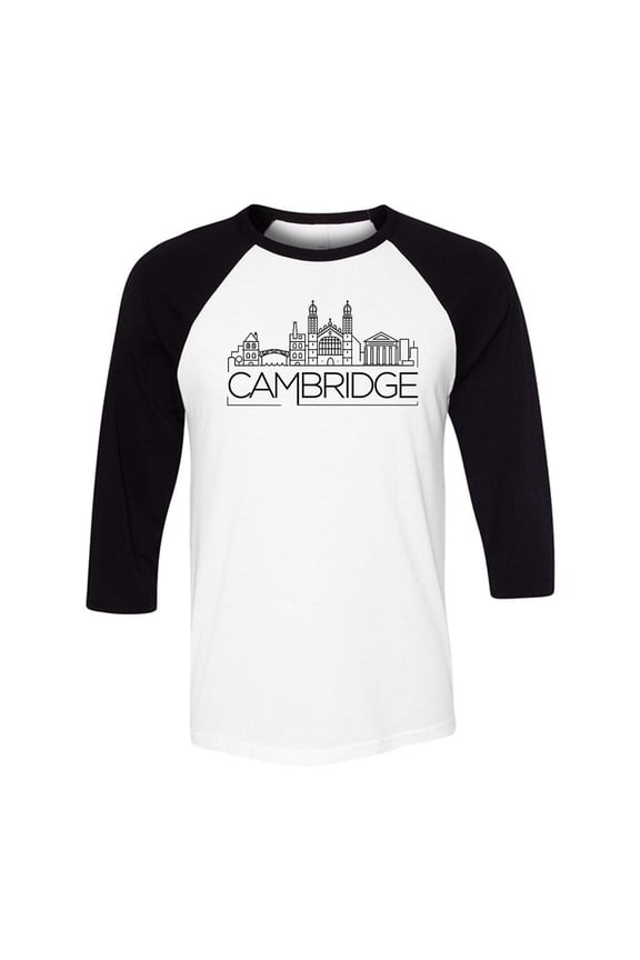 Skyline Cambridge England Three-Quarter Raglan Sleeve Baseball Shirt Unisex Small White/Black