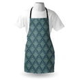 thumbnail image 4 of Damask Apron, Rhythmic Ivy Like Botanical Elements Diagonally Arranged Pattern, Unisex Kitchen Bib with Adjustable Neck for Cooking Gardening, Adult Size, Slate Blue Laurel Green, by Ambesonne, 4 of 4