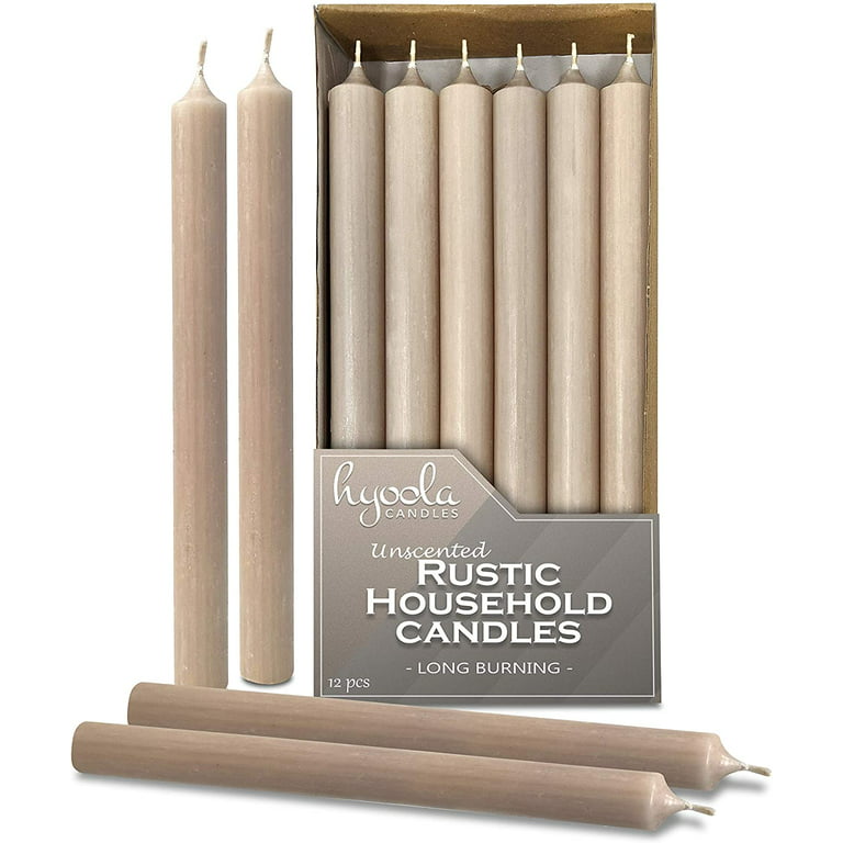 Hyoola, 10 inch Smokeless Dripless Dinner Candles Straight Unscented Taper  Candles - Rustic Sahara Tan 