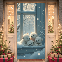 Cute Polar Bear Baby Snowy Winter Scene Christmas Holiday Party Decoration for Indoor Decoration Winter Festive Decor