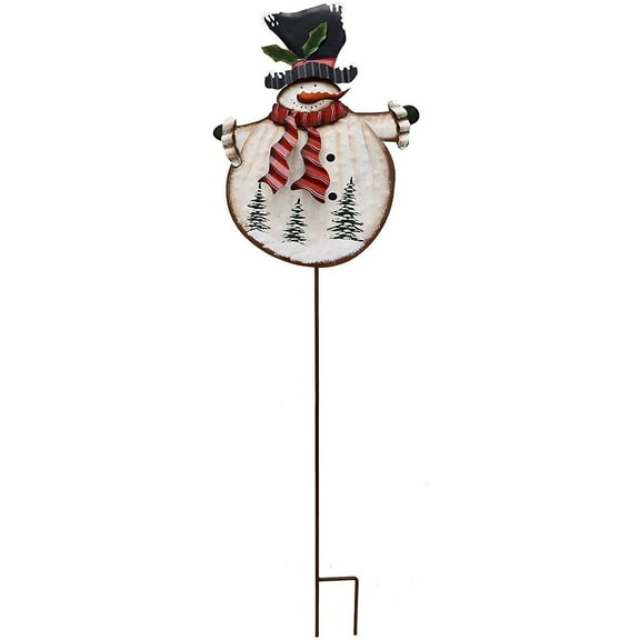 Metal Snowman Garden Stake Christmas Yard Sign Outdoor Decorative Snowman Welcome Sign Winter Holiday Lawn Decoration