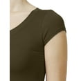 thumbnail image 5 of J. METHOD Women's Short Sleeve Scoop Neck Crop Top Solid Basic Casual Cropped T Shirts NEWT18 Olive L, 5 of 6