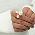 thumbnail image 3 of 3Pearls Open Ring Big Imitation Pearl Ball Open Band Wrap Rings Adjustable Ring for Women, 3 of 5
