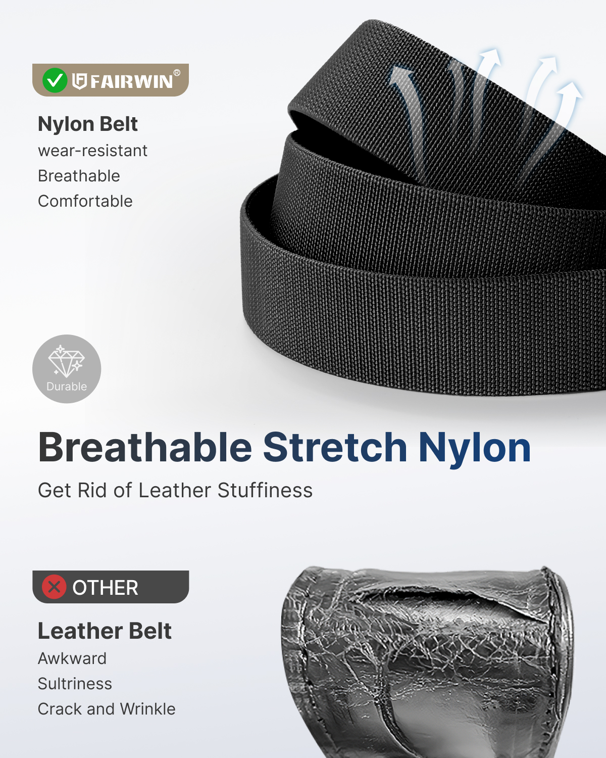 Fairwin Men's Nylon Web Stretch Work Belt photo 4