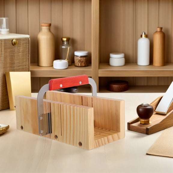 DEEPCRAFF Wooden Soap Cutter Set with Dual Thickness Slots and Wavy Blade for Precise Handmade Soap Cutting