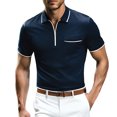 thumbnail image 1 of Men's Golf Shirt Casual Sports V Neck Ribbed Collar Short Sleeve Fashion Casual Solid Color Plain Spring & Summer Regular Fit, 1 of 4