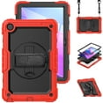 thumbnail image 2 of Dteck Screen Protector Case for Lenovo Tab M10 Plus (3rd Gen) 2022 10.6-inch TB-125F/TB-128F,Shockproof Rubber Armor 3-Layer Protection Case Stand Cover with Adjustable Shoulder/Hand Strap,Red, 2 of 8