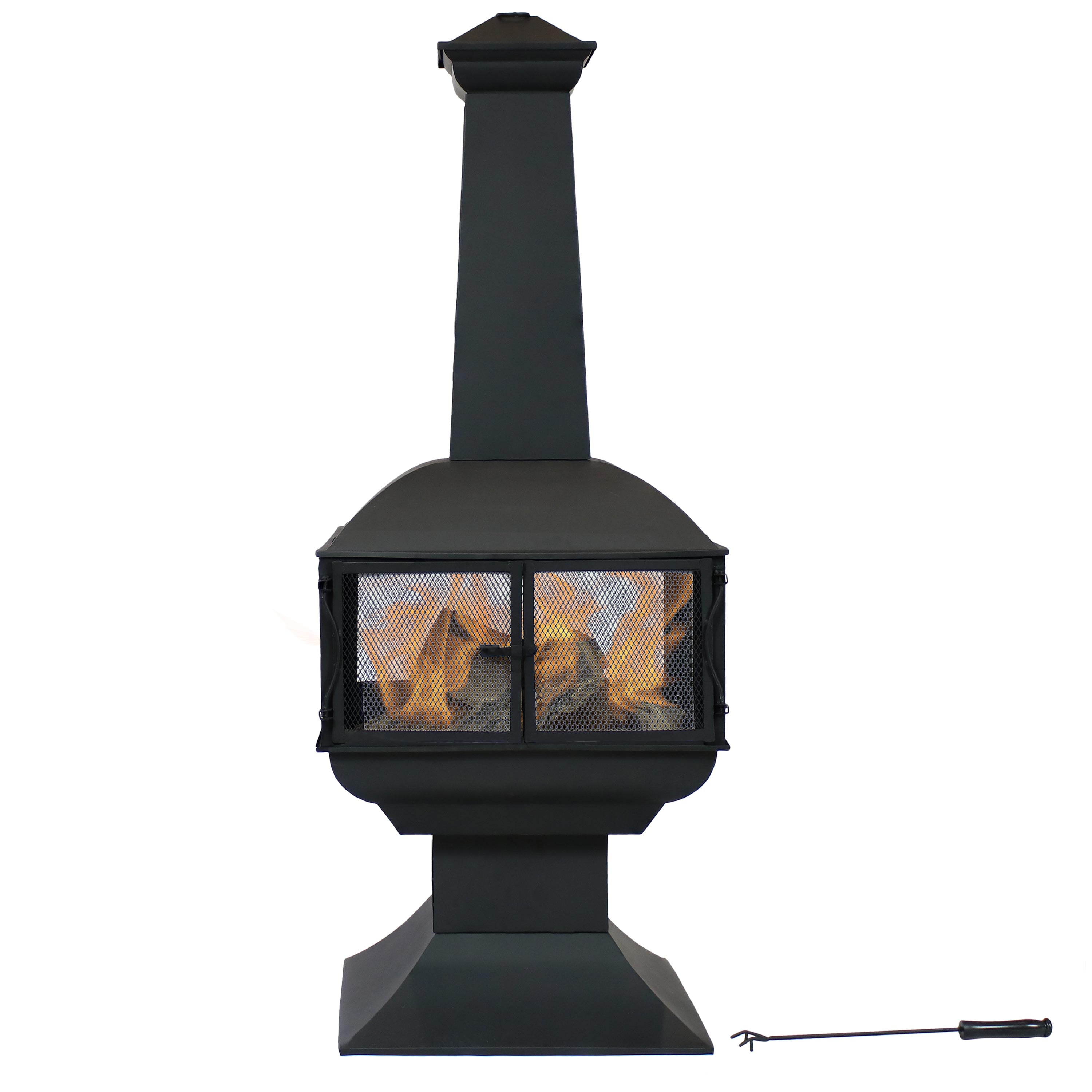 Sunnydaze 57 Chiminea Wood Burning 360 Degree Fire Pit Steel With Black Finish Walmart Com