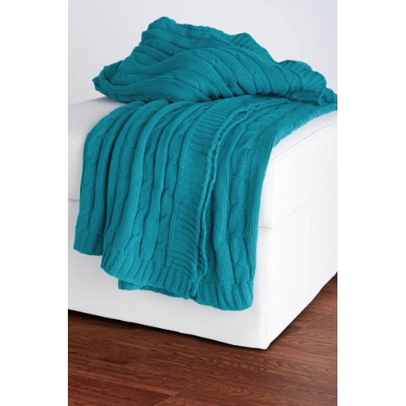 Rizzy Home Couverture en Tricot Torsadé 50 Pouces x 60 Pouces Turquoise