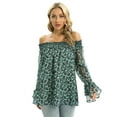 thumbnail image 6 of Women Off Shoulder Chiffon Blouses Ruffles Long Sleeves Tops Casual Shirts, 6 of 7