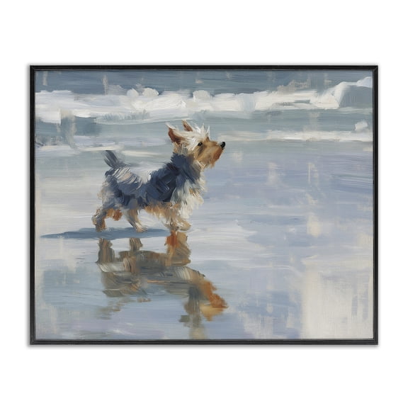 Stupell Industries Tropical Yorkie's Quiet Moment Black Framed Giclee Art, 14 x 11, by Svetlana Aleynikova
