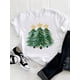 thumbnail image 2 of Camisetas estampadas de manga corta para mujer, ropa de moda con estampado de estrella, árbol de acuarela, tendencia linda, Feliz Navidad, Año Nuevo, 2 of 4