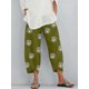 thumbnail image 3 of 2020 Foreign trade cross-border women's fashion loose dandelion print elastic waist pocket pants 3407 black XL, 3 of 4